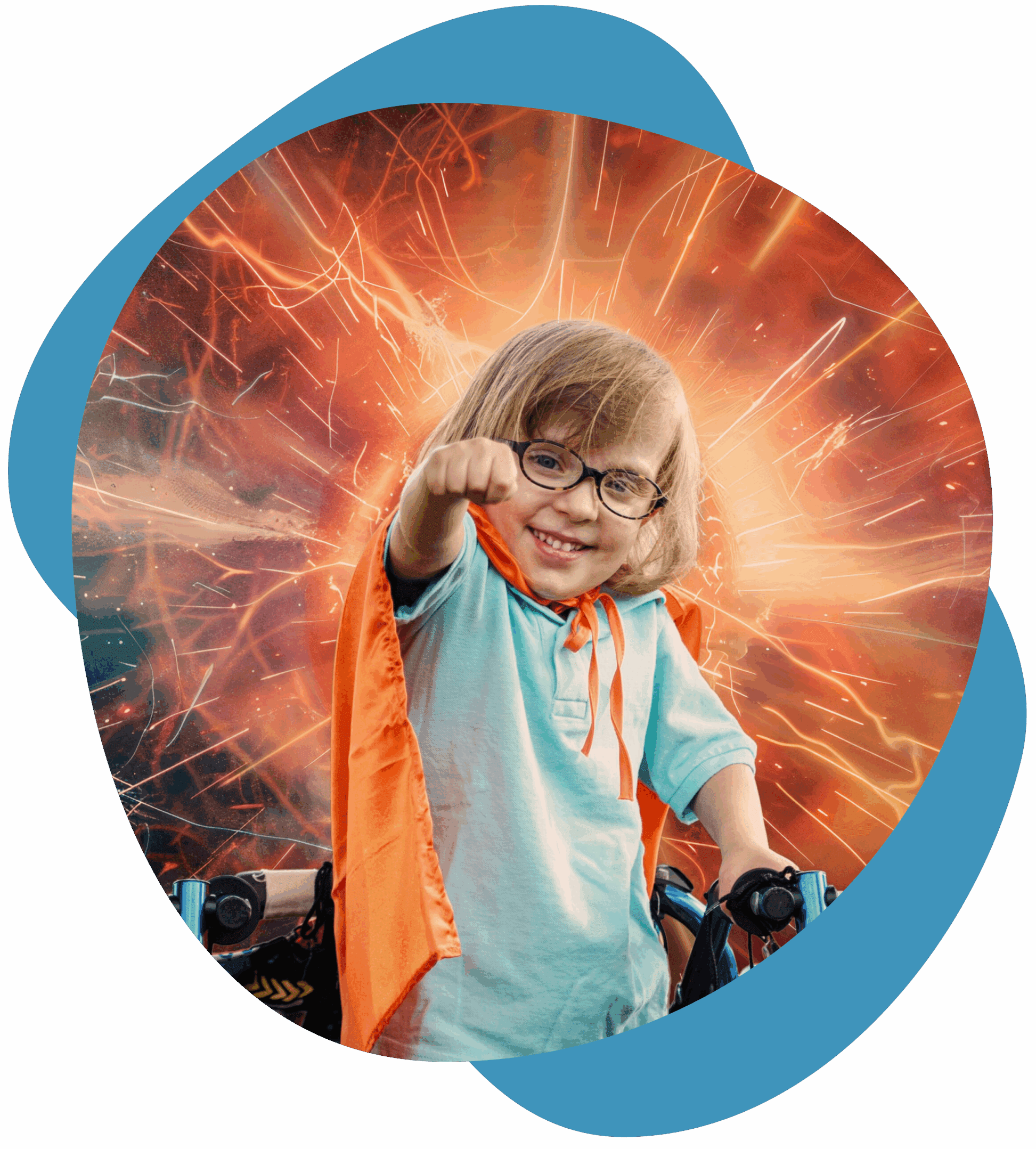 Frame 1 Young child wearing headphones and dancing with energetic background.
